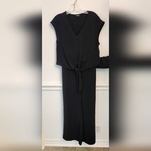 2 Pieces!! Black V-Neck Tie-Front Women's Top With Pants Large‎